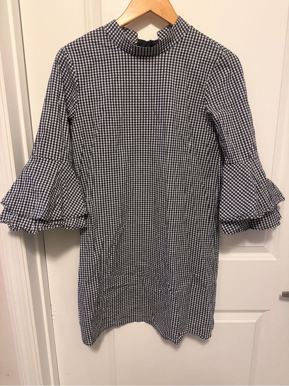 FARROW Gingham Ruffle-Sleeve Dress.